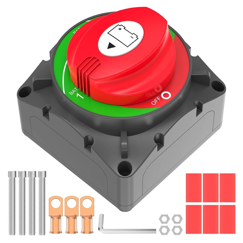Malictele 1-2-Both-Off High Current Battery Disconnect Switch 600A 12-48V Master Cut Disconnect Switch Isolator for Truck Car Vehicle RV Marine Boat - Image 1
